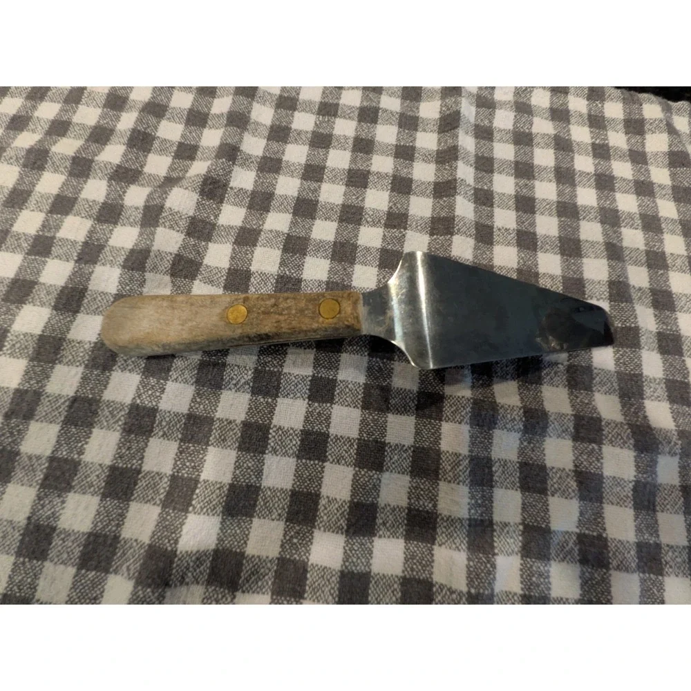 Vintage Ekco Econo-Cut Pie Cake Server Stainless Steel Wood Handle Brazil